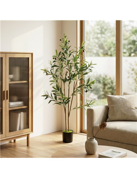 HOMCOM Decorative Artificial Plant, 120 cm Silk Olive Tree with 303 Leaves in Cement Pot, Fake Plant - pic 192727 | FastDaddyshop