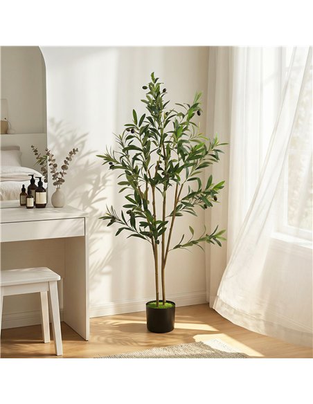 HOMCOM Decorative Artificial Plant, 120 cm Silk Olive Tree with 303 Leaves in Cement Pot, Fake Plant - pic 192729 | FastDaddyshop