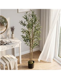 HOMCOM Decorative Artificial Plant, 175 cm Silk Olive Tree with 787 Leaves in Cement Pot, Fake Plant 2