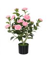 HOMCOM 65cm Artificial Camellia Flower Plant in Pot with 116 Lush Leaves & Moss Effect, Pink