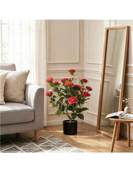 HOMCOM 65cm Artificial Camellia Flower Plant in Pot with 116 Lush Leaves & Moss Effect, Red - pic 192764 | FastDaddyshop