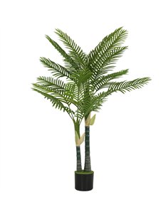 HOMCOM Artificial Palm Tree with 16 PEVA Leaves, 150cm Decorative Artificial Plant with Pot and Moss Effect, Green