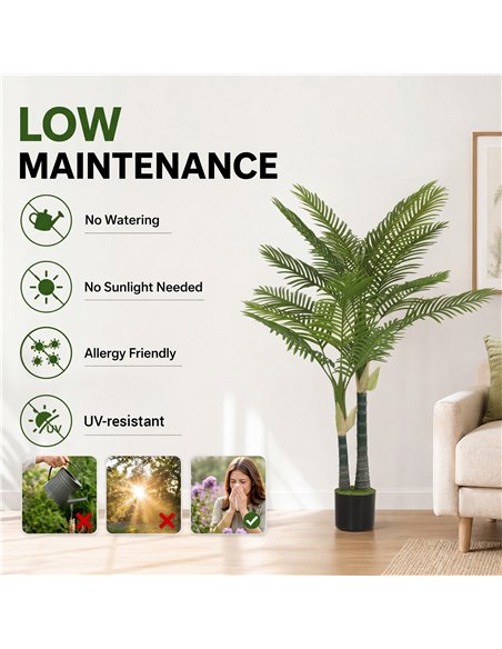 HOMCOM Artificial Palm Tree with 16 PEVA Leaves, 150cm Decorative Artificial Plant with Pot and Moss Effect, Green - pic 192770 | FastDaddyshop