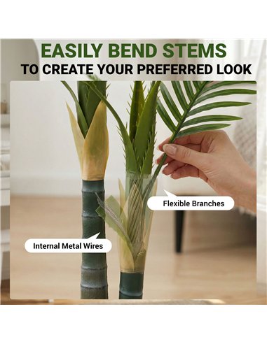 HOMCOM Artificial Palm Tree with 16 PEVA Leaves, 150cm Decorative Artificial Plant with Pot and Moss Effect, Green