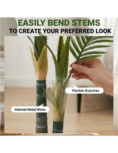 HOMCOM Artificial Palm Tree with 16 PEVA Leaves, 150cm Decorative Artificial Plant with Pot and Moss Effect, Green - pic 192771 | FastDaddyshop
