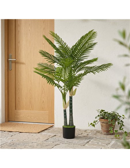 HOMCOM Artificial Palm Tree with 16 PEVA Leaves, 150cm Decorative Artificial Plant with Pot and Moss Effect, Green - pic 192772 | FastDaddyshop