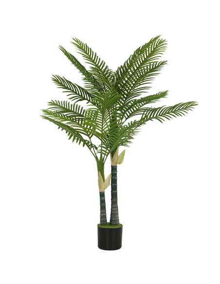 HOMCOM Artificial Palm Tree with 16 PEVA Leaves, 150cm Decorative Artificial Plant with Pot and Moss Effect, Green - pic 192774 | FastDaddyshop