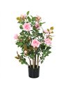 HOMCOM 90cm Artificial Rose Tree, Decorative Fake Plant with 344 Silk Leaves 17 Flowers for Outdoor Indoor Decor, Pink