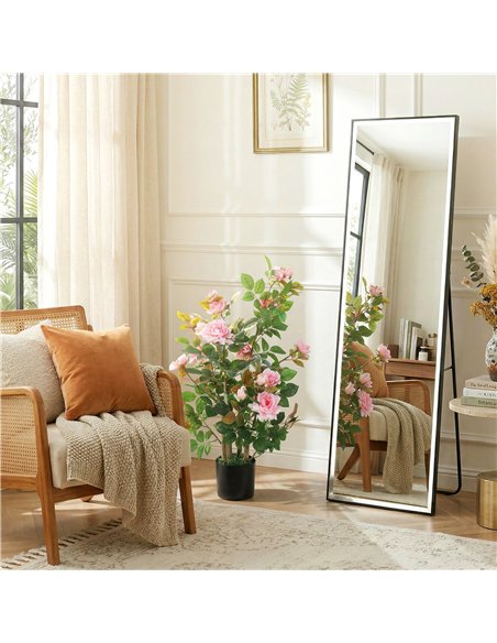 HOMCOM 90cm Artificial Rose Tree, Decorative Fake Plant with 344 Silk Leaves 17 Flowers for Outdoor Indoor Decor, Pink - pic 192776 | FastDaddyshop