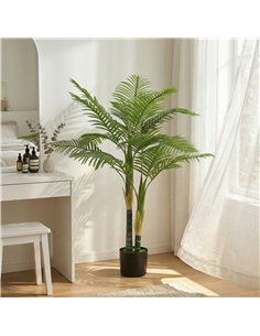 HOMCOM Artificial Palm Tree with 14 PEVA Leaves, 120cm Decorative Artificial Plant with Pot and Moss Effect, Green 2