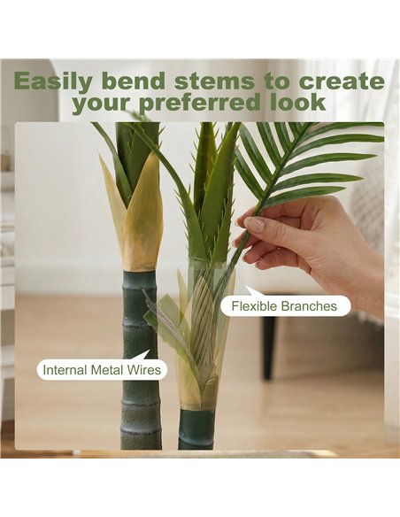HOMCOM Artificial Palm Tree with 14 PEVA Leaves, 120cm Decorative Artificial Plant with Pot and Moss Effect, Green - pic 192789 | FastDaddyshop