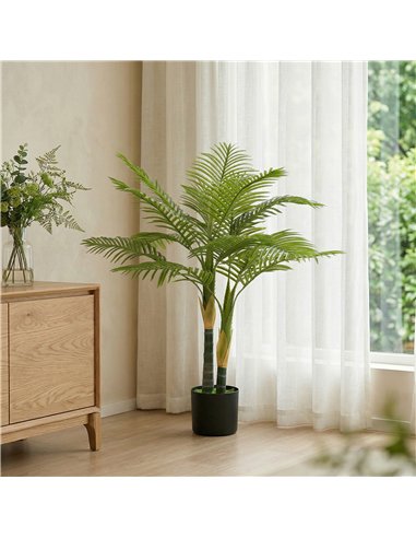 HOMCOM Artificial Palm Tree with 14 PEVA Leaves, 120cm Decorative Artificial Plant with Pot and Moss Effect, Green
