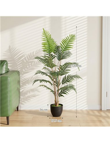 HOMCOM Artificial Fern Topiary Tree, Realistic Artificial Plant in Cement Pot, Fake Plant, 120cm