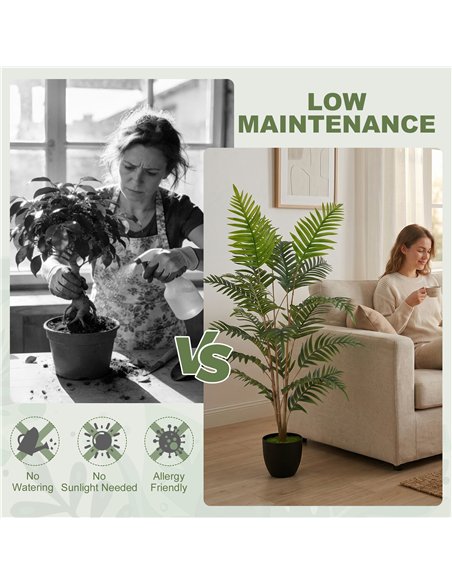 HOMCOM Artificial Fern Topiary Tree, Realistic Artificial Plant in Cement Pot, Fake Plant, 120cm - pic 192806 | FastDaddyshop