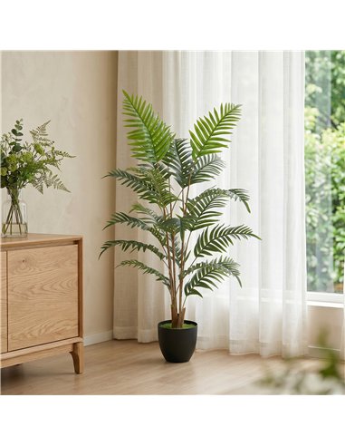 HOMCOM Artificial Fern Topiary Tree, Realistic Artificial Plant in Cement Pot, Fake Plant, 120cm