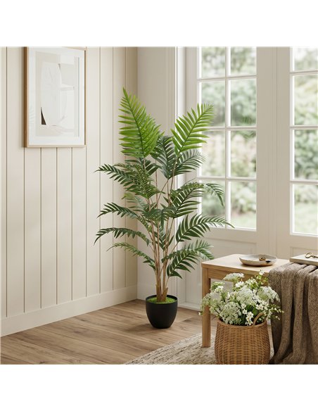 HOMCOM Artificial Fern Topiary Tree, Realistic Artificial Plant in Cement Pot, Fake Plant, 120cm - pic 192810 | FastDaddyshop