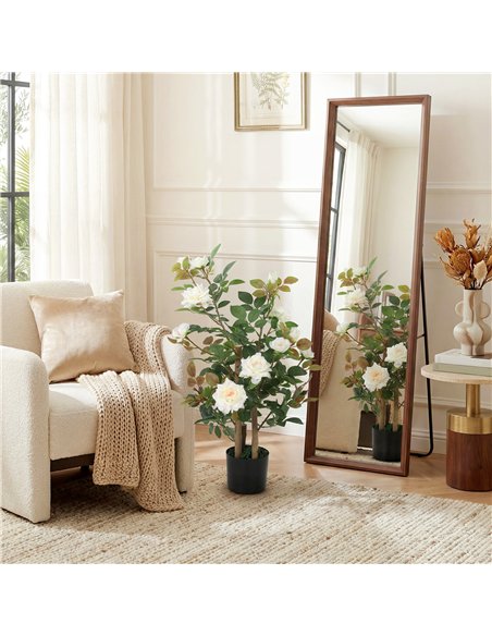 HOMCOM 90cm Artificial Rose Tree, Decorative Fake Plant with 344 Silk Leaves 17 Flowers for Outdoor Indoor Decor, White - pic 192812 | FastDaddyshop