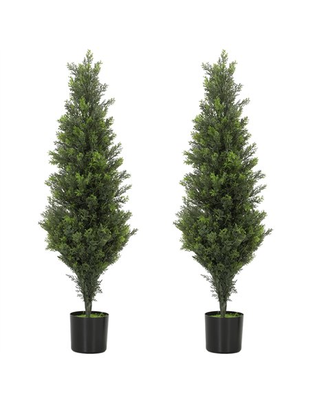 HOMCOM Set of 2 Decorative Artificial Plants Cypress in Weighted Pot, Fake Plant with 564 Leaves, 90cm - pic 192820 | FastDaddyshop