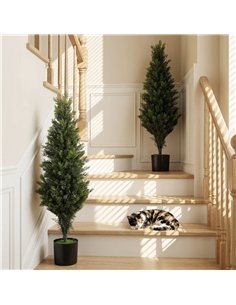 HOMCOM Set of 2 Decorative Artificial Plants Cypress in Weighted Pot, Fake Plant with 564 Leaves, 90cm 2