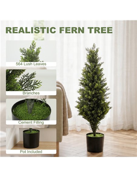 HOMCOM Set of 2 Decorative Artificial Plants Cypress in Weighted Pot, Fake Plant with 564 Leaves, 90cm - pic 192823 | FastDaddyshop