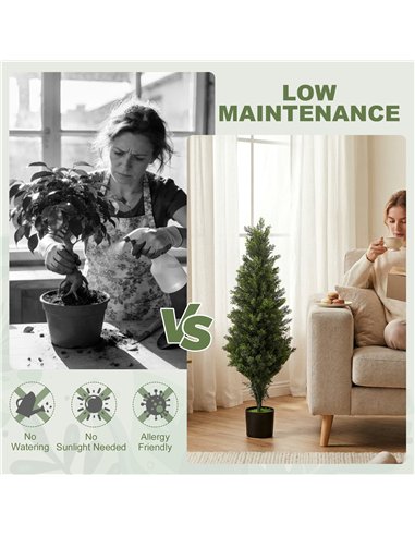 HOMCOM Set of 2 Decorative Artificial Plants Cypress in Weighted Pot, Fake Plant with 564 Leaves, 90cm