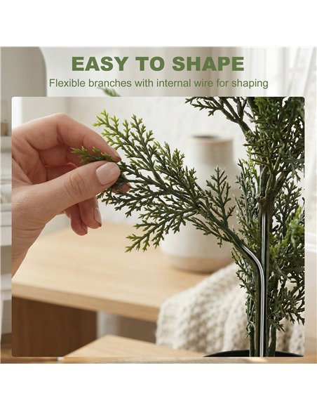 HOMCOM Set of 2 Decorative Artificial Plants Cypress in Weighted Pot, Fake Plant with 564 Leaves, 90cm - pic 192825 | FastDaddyshop