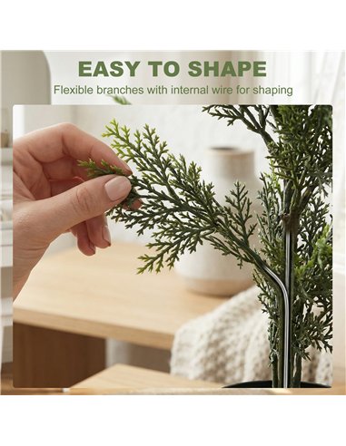 HOMCOM Set of 2 Decorative Artificial Plants Cypress in Weighted Pot, Fake Plant with 1092 Leaves, 120 cm