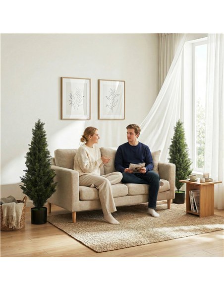 HOMCOM Set of 2 Decorative Artificial Plants Cypress in Weighted Pot, Fake Plant with 1092 Leaves, 120 cm - pic 192846 | FastDaddyshop