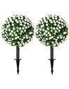 HOMCOM Artificial Rose Topiary UV Resistant, 2-Pack Fake Plants, 55 cm, White