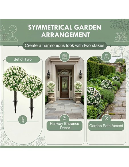 HOMCOM Artificial Rose Topiary UV Resistant, 2-Pack Fake Plants, 55 cm, White - pic 192851 | FastDaddyshop