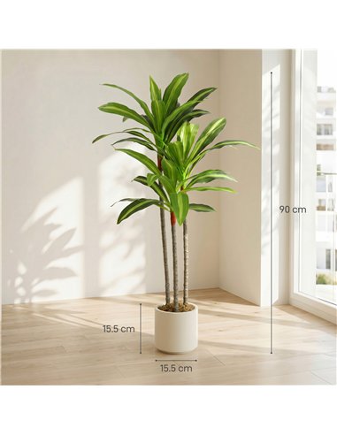HOMCOM 90cm Lifelike Fake Tree, Artificial Dracaena Tree with Bendable Trunks, Green