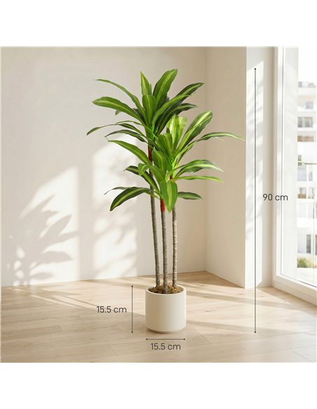 HOMCOM 90cm Lifelike Fake Tree, Artificial Dracaena Tree with Bendable Trunks, Green - pic 192867 | FastDaddyshop
