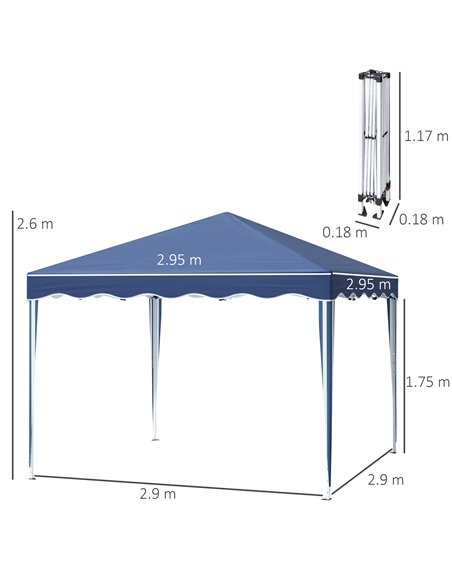 Outsunny 3x3m Pop Up Gazebo with Carry Bag, Adjustable Height, Wave Edge, Blue - pic 19287 | FastDaddyshop