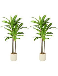 HOMCOM 90cm Lifelike Fake Tree, Artificial Dracaena Tree with Bendable Trunks, Green