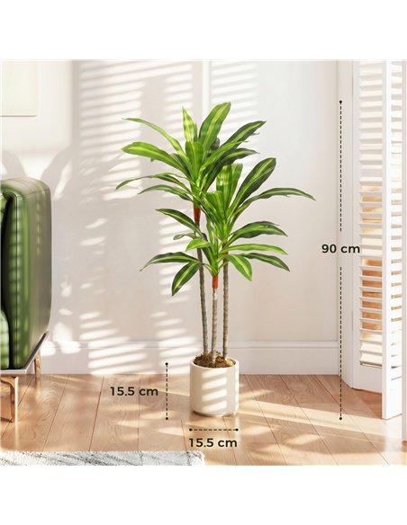 HOMCOM 90cm Lifelike Fake Tree, Artificial Dracaena Tree with Bendable Trunks, Green - pic 192876 | FastDaddyshop