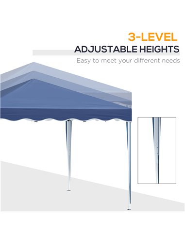 Outsunny 3x3m Pop Up Gazebo with Carry Bag, Adjustable Height, Wave Edge, Blue