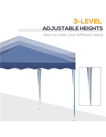 Outsunny 3x3m Pop Up Gazebo with Carry Bag, Adjustable Height, Wave Edge, Blue - pic 19288 | FastDaddyshop