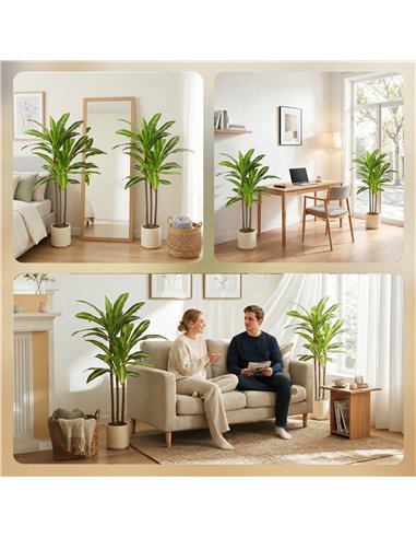 HOMCOM 90cm Lifelike Fake Tree, Artificial Dracaena Tree with Bendable Trunks, Green
