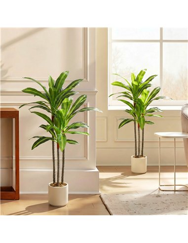 HOMCOM 90cm Lifelike Fake Tree, Artificial Dracaena Tree with Bendable Trunks, Green