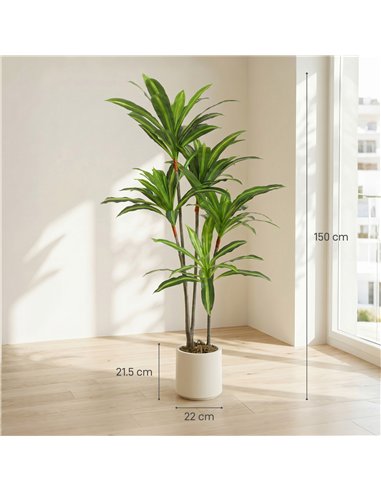 HOMCOM 150cm Lifelike Fake Tree, Artificial Dracaena Tree with Bendable Trunks, Green