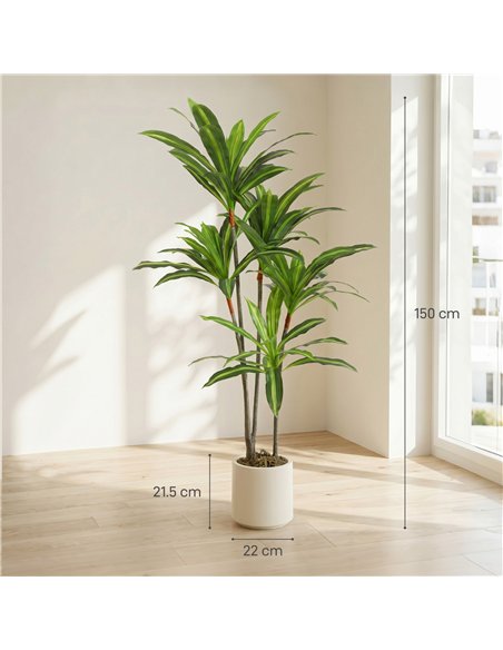 HOMCOM 150cm Lifelike Fake Tree, Artificial Dracaena Tree with Bendable Trunks, Green - pic 192885 | FastDaddyshop