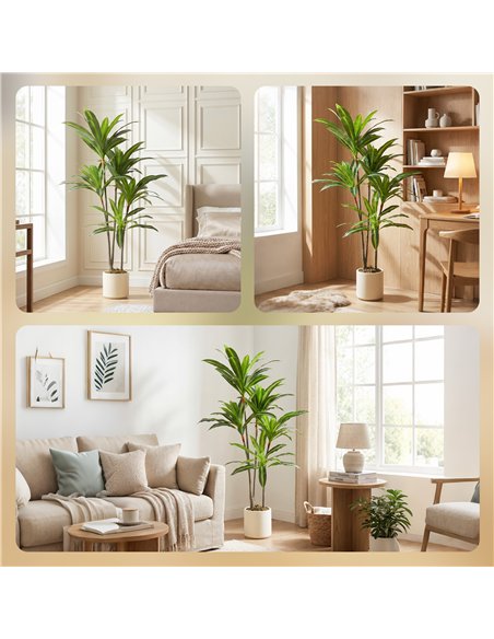 HOMCOM 150cm Lifelike Fake Tree, Artificial Dracaena Tree with Bendable Trunks, Green - pic 192889 | FastDaddyshop