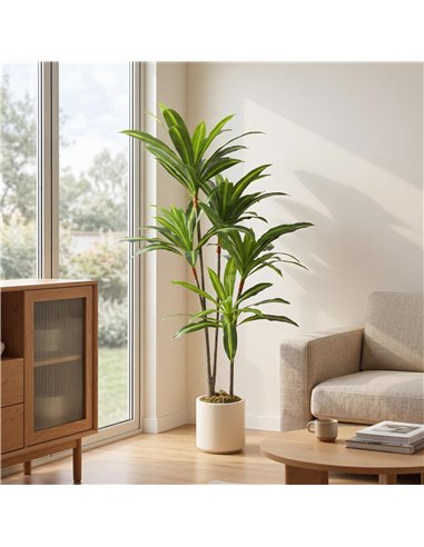 HOMCOM 150cm Lifelike Fake Tree, Artificial Dracaena Tree with Bendable Trunks, Green