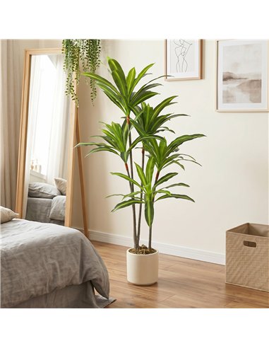 HOMCOM 150cm Lifelike Fake Tree, Artificial Dracaena Tree with Bendable Trunks, Green