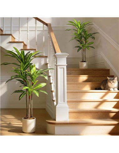 HOMCOM 120cm Lifelike Fake Tree, Artificial Dracaena Tree with Bendable Trunks, Green