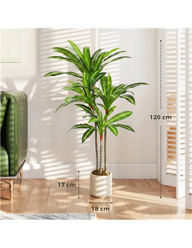 HOMCOM 120cm Lifelike Fake Tree, Artificial Dracaena Tree with Bendable Trunks, Green