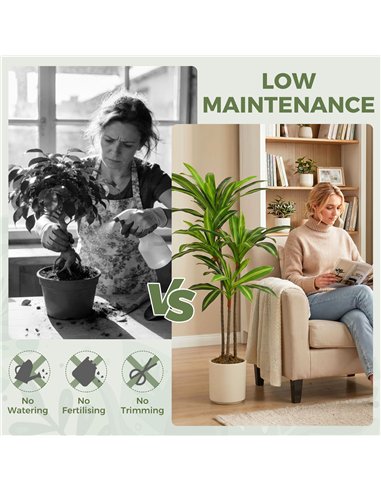 HOMCOM 120cm Lifelike Fake Tree, Artificial Dracaena Tree with Bendable Trunks, Green