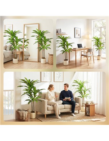 HOMCOM 120cm Lifelike Fake Tree, Artificial Dracaena Tree with Bendable Trunks, Green