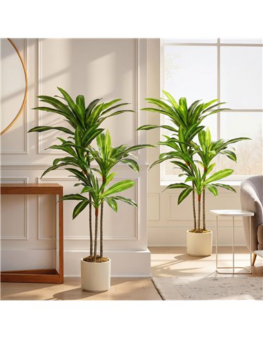HOMCOM 120cm Lifelike Fake Tree, Artificial Dracaena Tree with Bendable Trunks, Green
