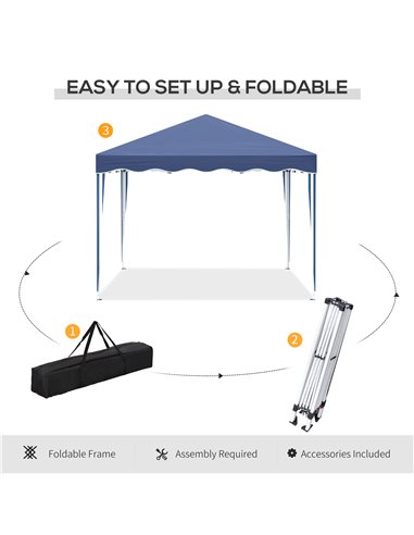 Outsunny 3x3m Pop Up Gazebo with Carry Bag, Adjustable Height, Wave Edge, Blue